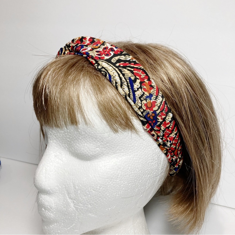 Batik Paisley Wide Twisted Fabric Headband Hair Accessory Elastic Back NWOT